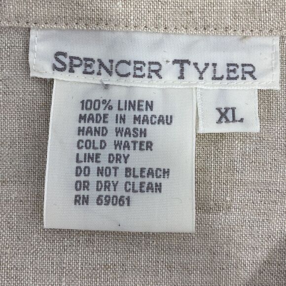 Spencer Tyler Beige Linen Long Sleeve Button Down Shirt size XL - Picture 5 of 8